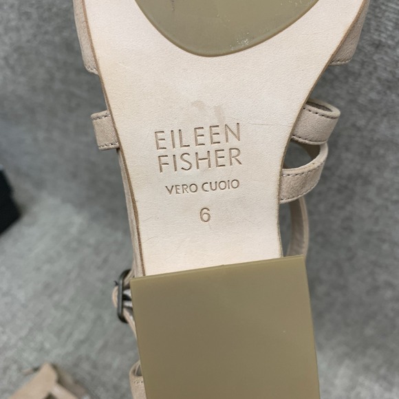 Eileen Fisher women Sandals Kyra tan Nubuck Leather Open‎ Peep Toe Size 6 - Picture 13 of 14